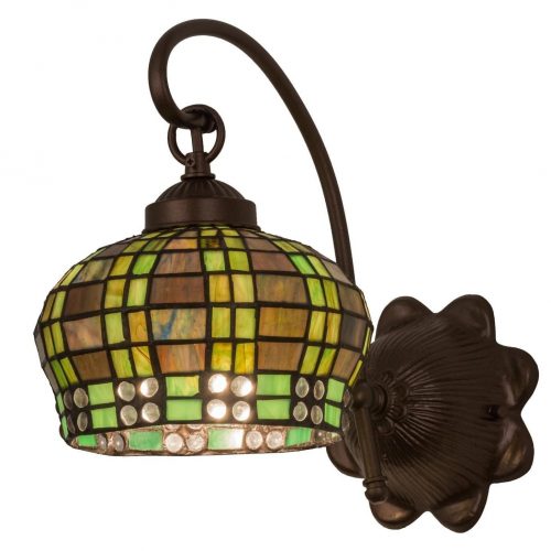 Wall Sconce - 7 In W Jeweled Basket Hand Crafted Tiffany Style Shade