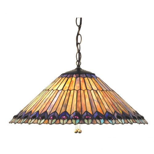 Tiffany Jeweled Peacock 20" Pendant Lamp