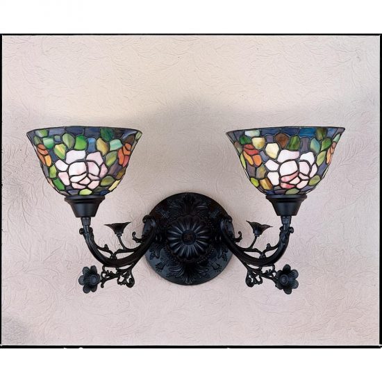 Wall Sconce - 21 Inch W Tiffany Rosebush 2 Lt Wall Sconce