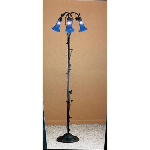 Floor Lamp 59 Inch H Blue Pond Lily 3 Lights