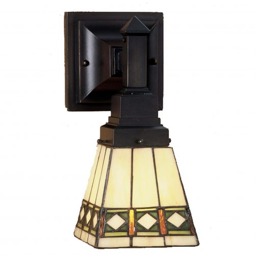 Wall Sconce - 5 Inch W Diamond Mission Stained Glass Tiffany Style Shade