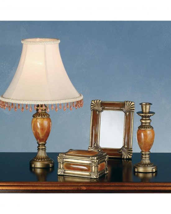 Table Lamp - 4 Pieces Vanity Set Flute and bead accented Antique Brass