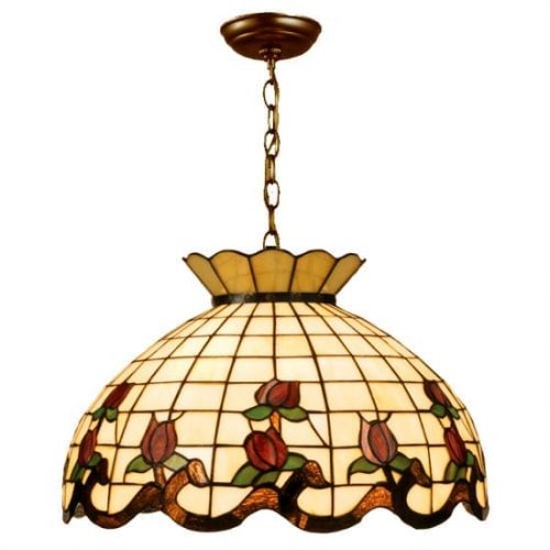 Rose Border Tiffany Burgundy Pendant Lamp