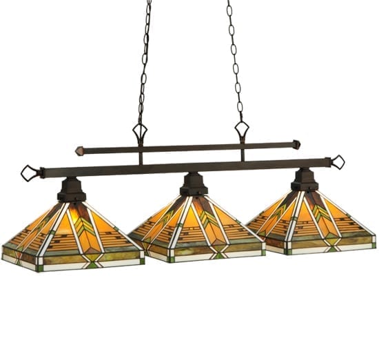 3 Light Kitchen Island Chandelier Stained Glass Pendant Lamp