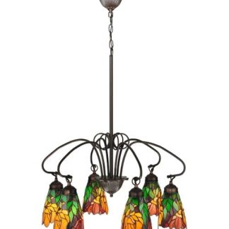 6 Lamp Iris Chandelier | Tiffany Style Dining Room Lighting