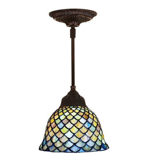 8" Round Tiffany Fishscale Mini Pendant | Tiffany Hanging Lamps Pendant