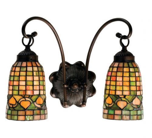 Wall Sconce 2 Lights Rustic Acorn Tiffany Style Stained Glass Designs