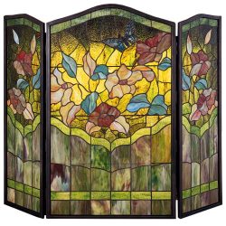 Butterfly Tiffany Style Fireplace Screen