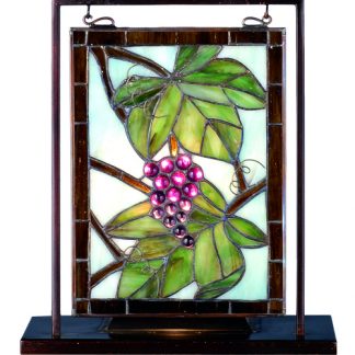 Concord Grapes Whatnot Lighted Desktop Stained Glass Collectible