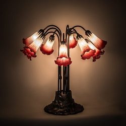 Dale Tiffany 10 Light Reproduction Lamp - Pink White Pond Lily