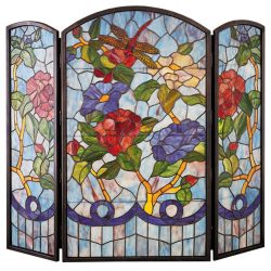 Dragonfly Stained Glass Fireplace Screen