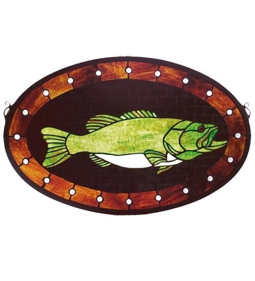 Fish Stained Glass Window Bass Plaque Handcrafted by Meyda Artisans