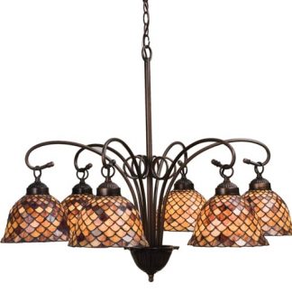 Fishscale 6 Light Chandelier | Tiffany Style Kitchen or Dining Lighting