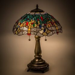 Hanging Head Dragonfly Meyda Tiffany Glass Table Lamp 119650