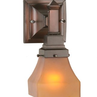 One Light Bungalow Frosted Amber Wall Sconce Hand Crafted Lighting