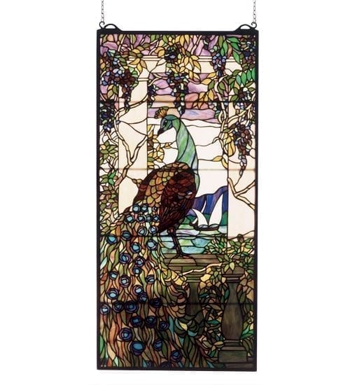 Tiffany Peacock Stained Glass Window