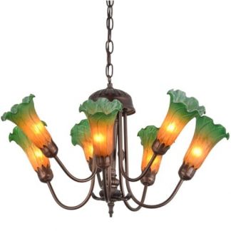 Pond Lily 7 Light Chandelier Amber | Louis Comfort Tiffany Favrile Design