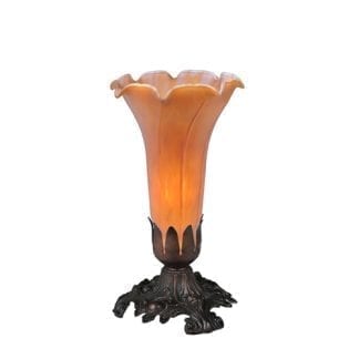 Pond Lily Side Table Lamp Amber Mouth Blown Art Glass