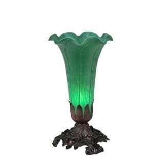 Pond Lily Side Table Lamp Green Mouth Blown Art Glass