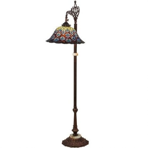 Tiffany Peacock Bridge Arm Floor Lamp