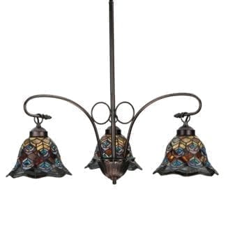 Tiffany Peacock Feather 3 Light Chandelier | Meyda Glass Company