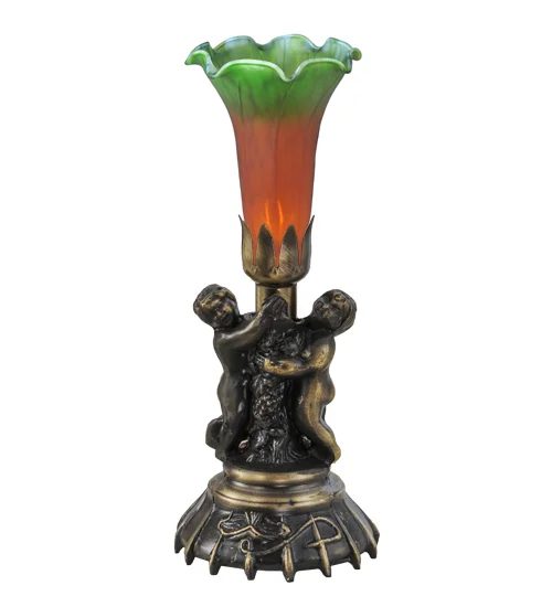 Tiffany Pond Lily Lamp 11009 With Cherubs Art Deco Figurine Base