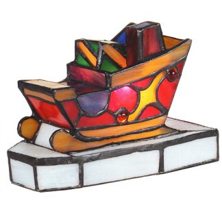 Sleigh Mini Lamp 82156 - Tiffany Style Stained Glass Art - 4" Tall