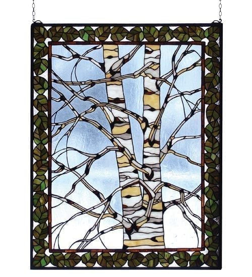 Winter Birch Tree Stained Glass Window 73265 Meyda Tiffany