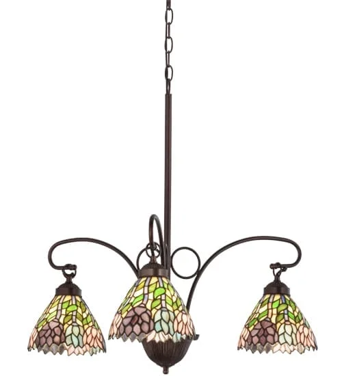 Wisteria Stained Glass 3 Light Chandelier | Tiffany Style Kitchen Lamps