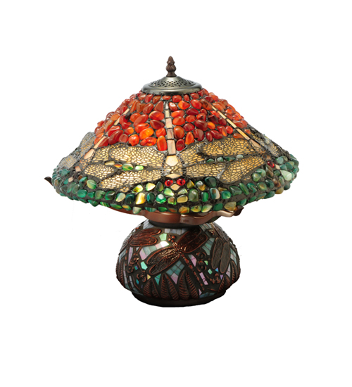 Agate Stone Dragonfly Table Lamp Art Nouveau Home Decor