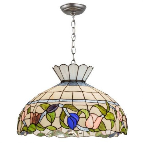 Rose Vine Tiffany Silver Pendant Lamp