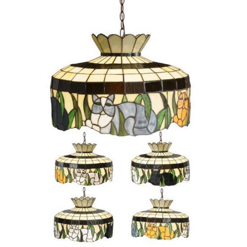 Cat Lamp Shade Pendant Lighting Tiffany Style Stained Glass Decor