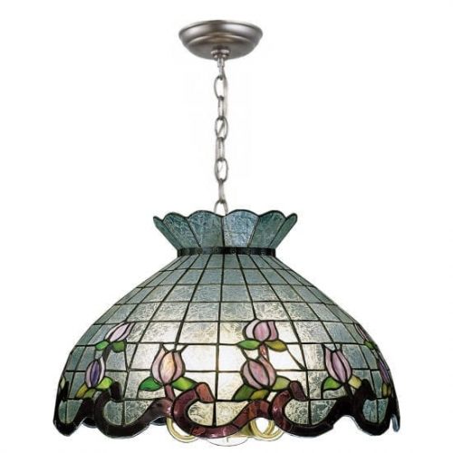 Rose Border Tiffany Pink Pendant Lamp