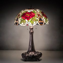 Table Lamp Glass Renaissance Rose Stained Glass Lighting for Home