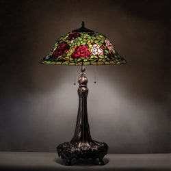 Table Lamp Glass Rosebush Stained Glass Lighting for Home Decoration