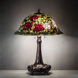 Table Lamp Living Room Rose Bush Decor Tiffany Stained Glass