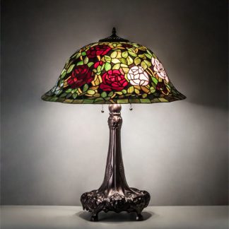 Table Lamp Living Room Rose Bush Decor Tiffany Stained Glass