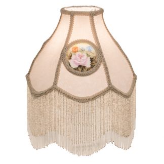 Victorian Reverse Painted Roses Lamp Shade 12" Wide