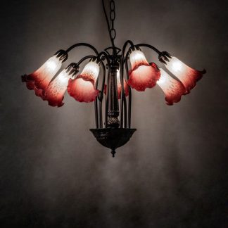Pond Lily Red and White Chandelier