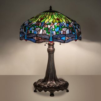Dragonfly Stained Glass Lamp Blue Shade