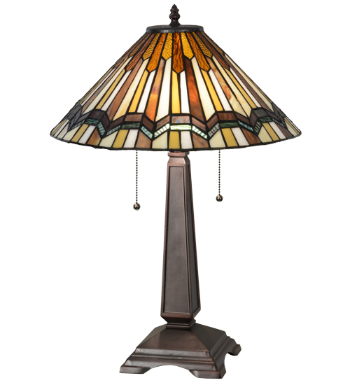 Mission Style Table Lamp 143147 - Stained Glass Lamp Shade - 24" Tall