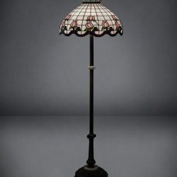 Pink Rose Floor Lamp 37715 - 62" Tall - Tiffany Style Stained Glass Shade